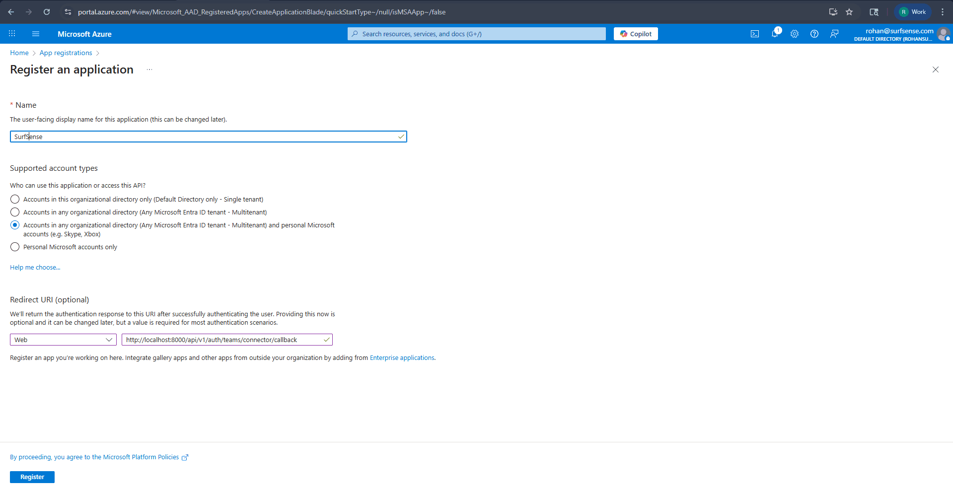 Register Application Form